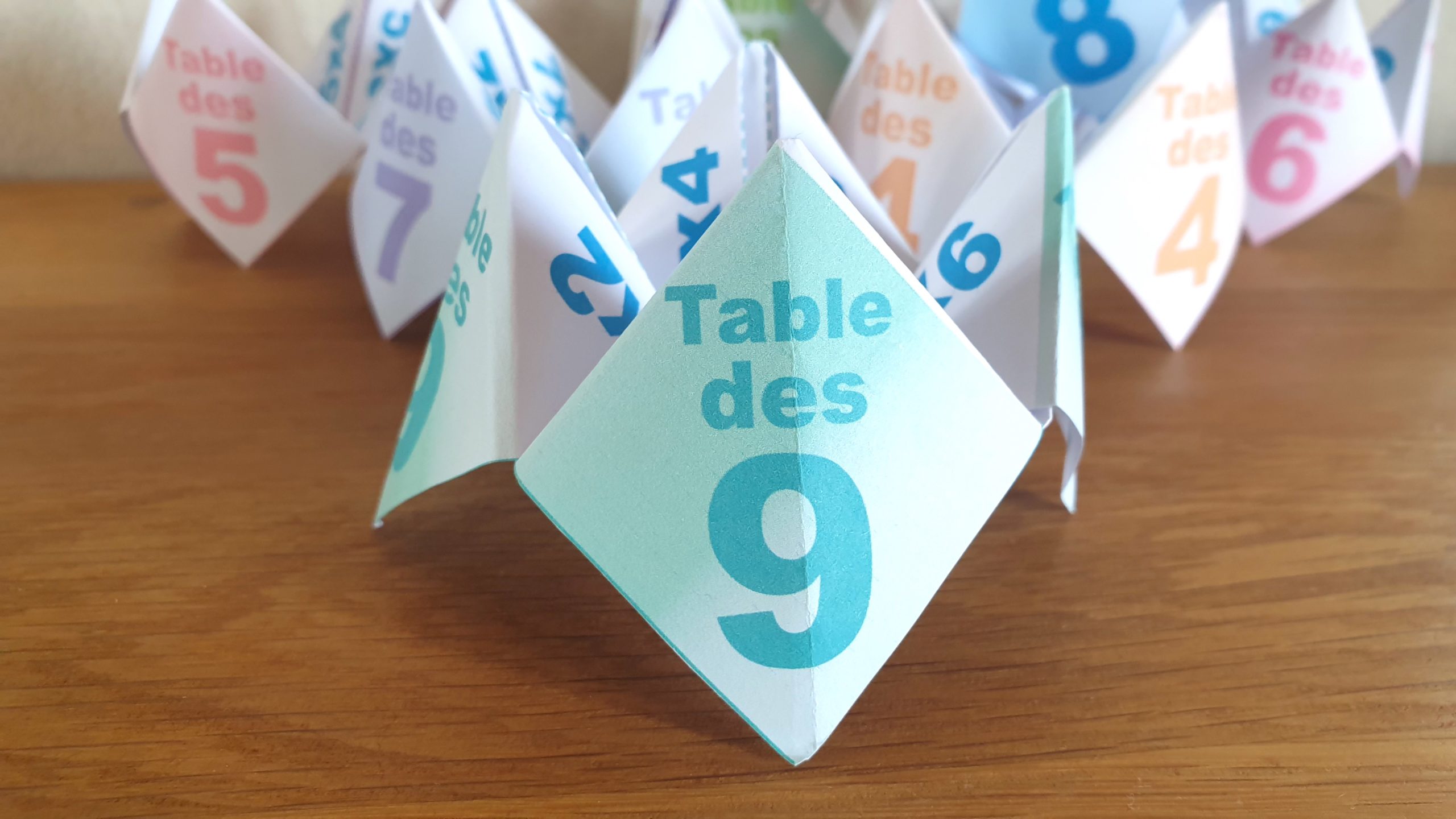 COCOTTE EN PAPIER: TABLE DES 9 (APPRENDRE LES MULTIPLICATIONS)