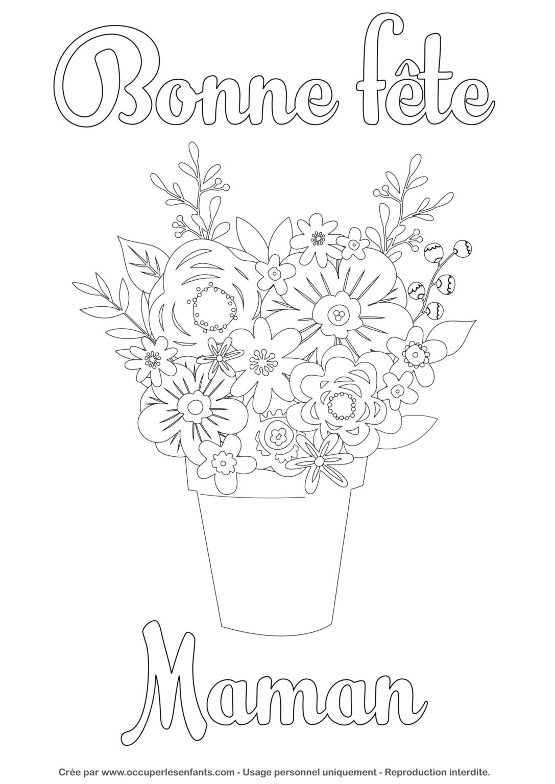 Coloriage Bouquet Fête des Mères - Occuper Les Enfants