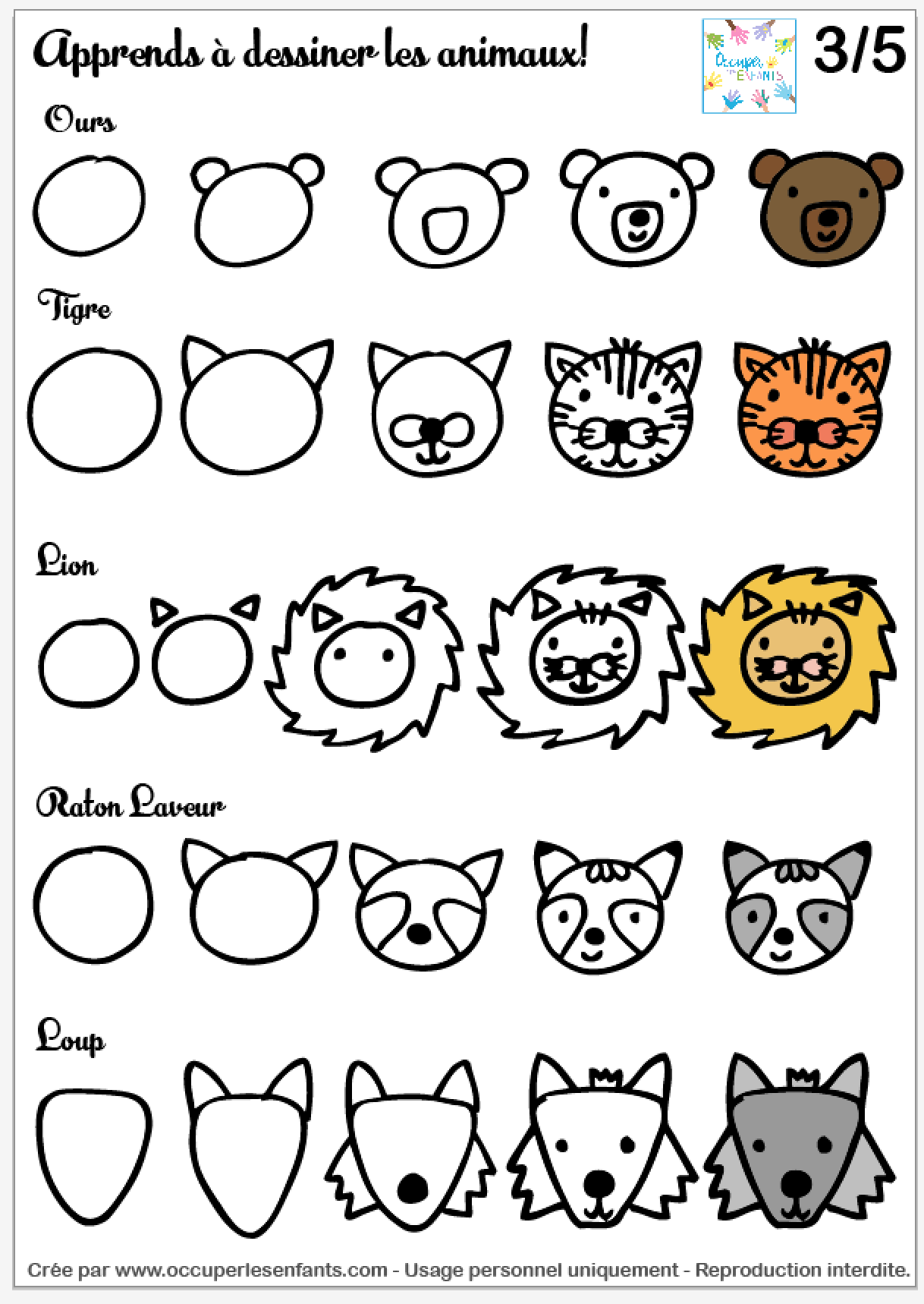 Comment dessiner des animaux (doodles tête d'animal facile) - Occuper