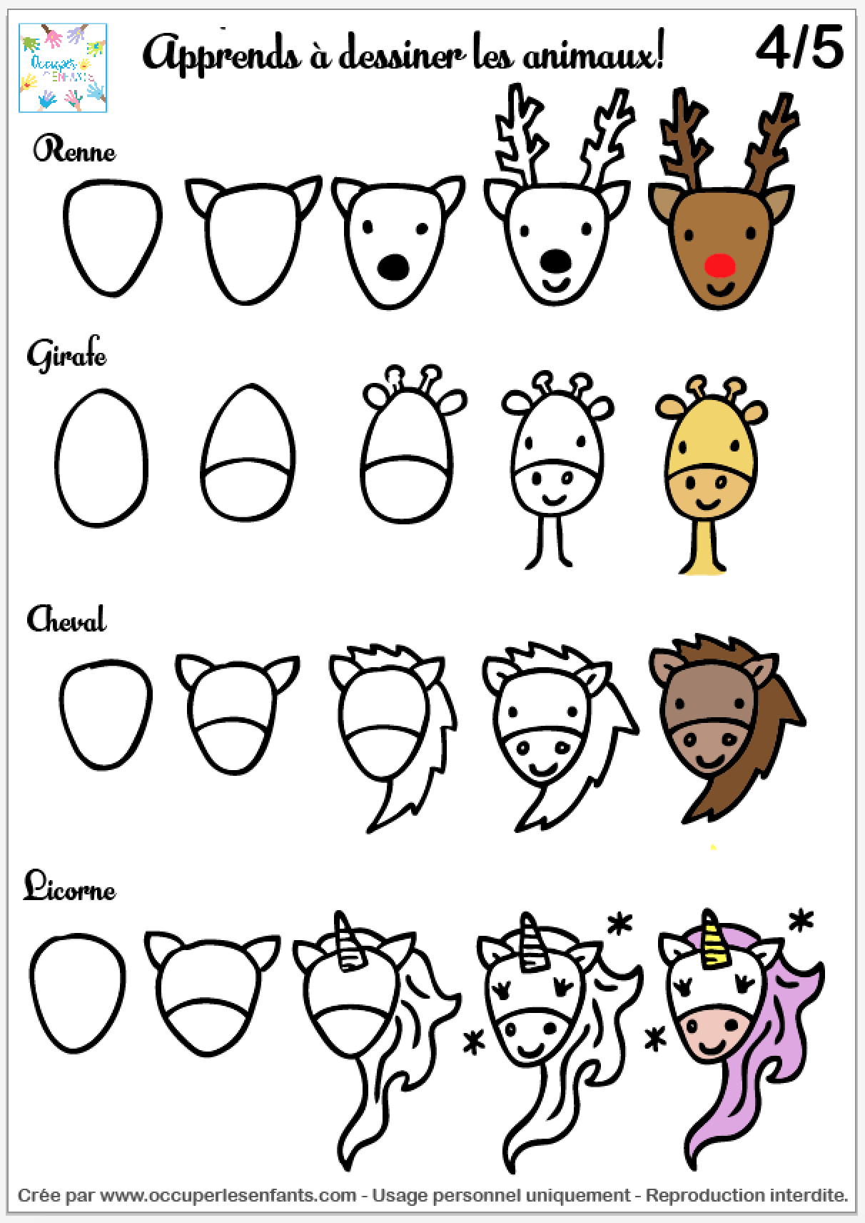 Comment dessiner des animaux (doodles tête d'animal facile) - Occuper